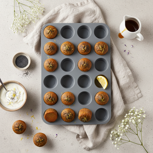 <span class=keywords><strong>Moule</strong></span> à muffins en <span class=keywords><strong>silicone</strong></span> gris 24 cavités, antiadhésif, qualité alimentaire, pour <span class=keywords><strong>mini</strong></span>-cupcakes, muffins, biscuits - Product Image 1