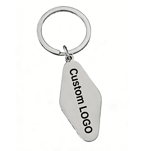 Custom Logo Stainless Steel Rhombus Keychain <b>Engraved</b> Metal <b>Key</b> <b>Ring</b> Personalized Promotional Gift - Product Image 2