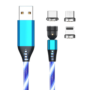 ไฟไหลเรืองแสงหมุ<span class=keywords><strong>น</strong></span>ได้540องศา USB <span class=keywords><strong>C</strong></span> 3 in 1<span class=keywords><strong>สาย</strong></span><span class=keywords><strong>ชาร์จ</strong></span>แม่เหล็กสายชาร์จโทรศัพท์มือถืออย่างรวดเร็ว - Product Image 1
