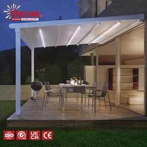 Pérgola Bioclimática Moderna de Aluminio para Exteriores <span class=keywords><strong>3x3</strong></span> con Techo Retráctil, Toldo Retráctil Negro/Blanco para Jardín, Patio y Terraza - Product Image 1