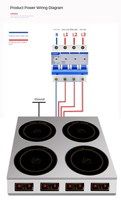 Cocina de inducción de cerámica de 4 quemadores de alta calidad, encimera de cocina de acero inoxidable, fuente de energía eléctrica de 3500W, fuente de batería - Product Image 3
