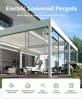 Pergola Bioclimatique Écologique Motorisée en Aluminium à Toit à Lames Orientables en PVC pour Extérieur avec Éclairage LED Facilement Assemblable pour Jardin