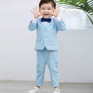Confortable coton 3 PC garçons vêtements de cérémonie mariage fête d'anniversaire bleu couleur veste gilet pantalon enfants garçon costumes - Product Image 1