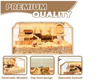 Jaula Personalizada para Hámster, Resistente a Mordeduras, de Madera, 32 Pulgadas, Jaula para Cobayas, Ratones y Ratas, con Parte Superior Abrible y Láminas Acrílicas - Product Image 4