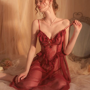 Nueva Llegada: Pijama Transparente, Camisón de Novia, Babydoll, Bata de Noche, Lencería Sexy de Encaje y Malla, Vestido Sexy - Product Image 4