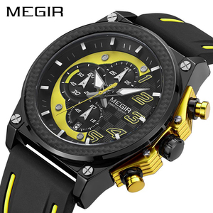MEGIR 2051 king <span class=keywords><strong>Montre</strong></span> <span class=keywords><strong>à</strong></span> quartz pour hommes Pot Bracelet en silicone Grands <span class=keywords><strong>chiffres</strong></span> Chrono Calendrier <span class=keywords><strong>Montre</strong></span> d'affaires Design - Product Image 1