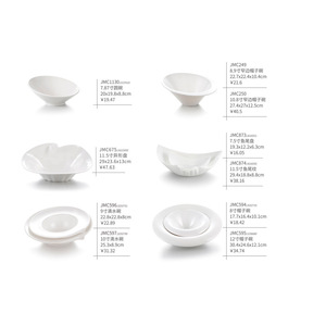 Bol incliné A8 en mélamine imitation porcelaine blanche, grand seau à légumes, bol créatif, bol à assaisonnement, usage commercial - Product Image 5