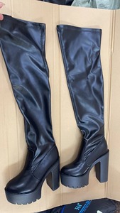 New Arrive Design Sexy OverKnee Long Black Leather Platform Boots for Women - Product Image 4