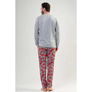 Ensemble de pyjama en tricot à manches longues pour homme Coldy, gris mélangé, respirant, vêtements de nuit décontractés, 2 pièces - Product Image 6