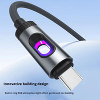 Kabel Pengisi Daya Cepat 3A SDL Circular Hollow RGB Gradient Light Nylon Jacket, Tembaga Berlapis Timah Tipe-C PD 27W untuk Ponsel
