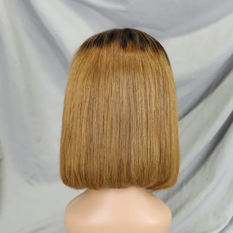 Wholesale best human hair lace frontal wig 1BT27 color bob wigs human hair