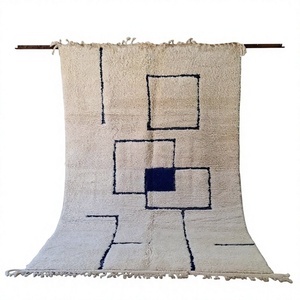 Tapis faits main en laine de Nouvelle-Zélande, design géométrique moderne, style berbère marocain, pour salon, prix abordable, fabriqués en Inde - Product Image 1