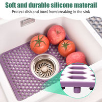 Tapis de vidange d'évier multifonctionnel en silicone souple, écologique, nouveau style chinois, multicolore, pour la cuisine, vidange rapide, résistant à la chaleur