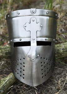 Casque de Chevalier Templier, environ 1200 AD, fabriqué à la main, en acier de 1,6 mm avec doublure en cuir, style médiéval, armure historique décorative - Product Image 4