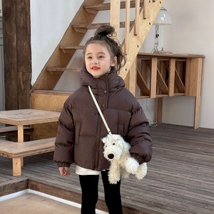Girls Winter Short Hooded Cotton <b>Coat</b> Fleece <b>Lined</b> Thickened Windproof Loose Fit Childrens Warm Outerwear - Product Image 4