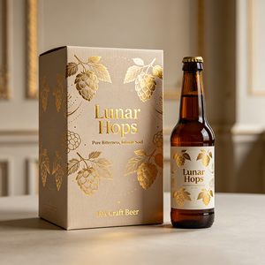 Caja de Papel Plegable de Lujo con Logotipo Personalizado en Lámina Dorada, Grabado en Relieve, Presentación de Cerveza <span class=keywords><strong>Artesanal</strong></span> Aromática Hoppy <span class=keywords><strong>IPA</strong></span> - Product Image 3