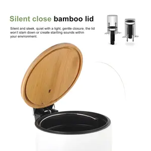 Nouveau écologique créatif classique durable Nature mince couvercle en bambou petite poubelle