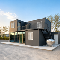 Villa conteneur extensible moderne et simple, grise, 20FT/40FT, préfabriquée, bureau, studio, cour, maisonnette, gîte