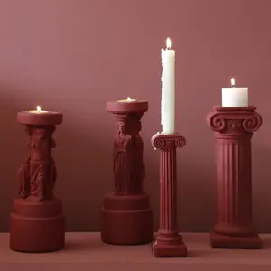 Sophia Hy Lạp Cổ Đại Ionian La Mã Cột Hương Thơm Tealight Nhựa Candle Stick Chủ