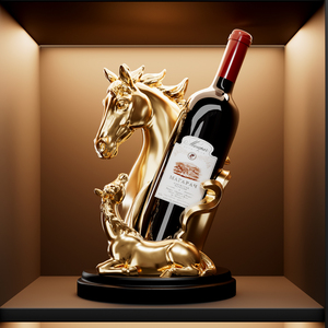 Porte-bouteilles décoratif Golden Horse, sculpture en résine de luxe pour salon, table à manger, décoration intérieure - Product Image 2