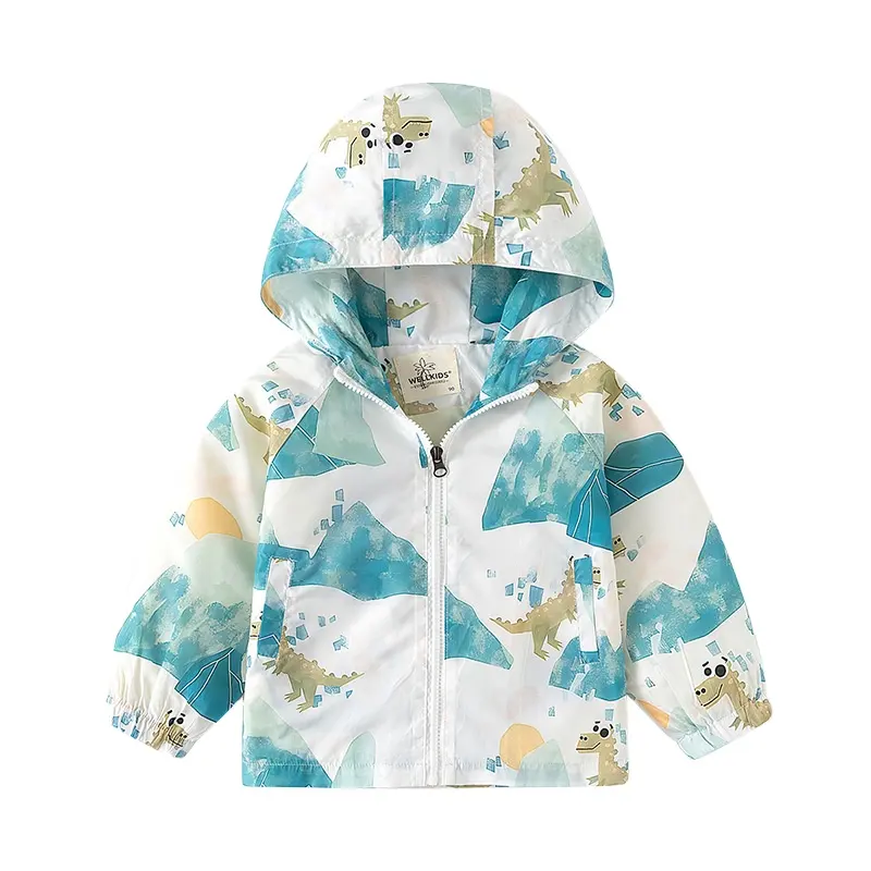 China Product Fashion Spring Kids Clothing Long Sleeved Printed Hooded Jacket For Boys