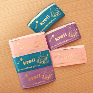 Fita de Poliéster Personalizada com Logotipo Impresso e Hot Stamping, Fita Adesiva para Cartões de Visita, Fita Ondulada - Product Image 2