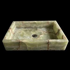 Lavabo de Ónix Verde Personalizable, Forma Rectangular, Tallado a Mano, Lavabo de Piedra Natural para Baño - Product Image 4
