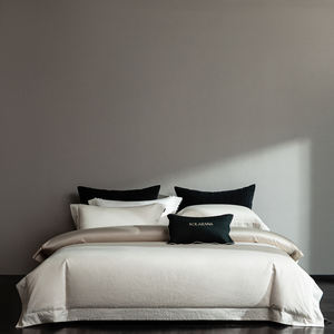 Ensemble de literie de haute qualité en <span class=keywords><strong>coton</strong></span> blanc 100% jacquard, <span class=keywords><strong>drap</strong></span>-<span class=keywords><strong>housse</strong></span> et <span class=keywords><strong>drap</strong></span> plat, taies d'oreiller design - Product Image 2