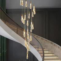 Vente en gros de lustre en verre cristal personnalisé pour décoration intérieure moderne et légère villa de luxe escalier hall d'hôtel