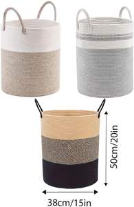 Panier de rangement <span class=keywords><strong>en</strong></span> corde de coton multifonctionnel et écologique Huayi, grand et tissé, pour salon et salle de bain - Product Image 5