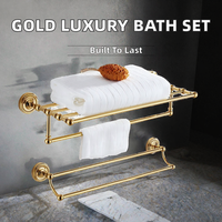 Ensemble d'accessoires de salle de bain de luxe en laiton doré poli, design traditionnel, facile à nettoyer, pour usage hôtelier, fixation murale