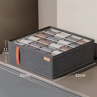 Boîtes et bacs de rangement pour armoire Oxford rétro gris à 20 compartiments, système de placard pliable à un niveau, organisateurs pour vêtements, sous-vêtements