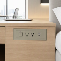 Multiprise encastrable de bureau avec station de charge rapide USB, 2 prises CA, 2 ports USB et contrôle de la lumière, cache-mobilier métallique