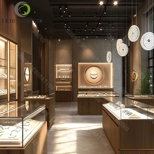 Jewellery Shop Interior Design Unique Stainless Steel Jewelry Displays Counter Luxury Wall Glass Showcase Display <b>for</b> Jewel - Product Image 2