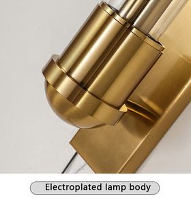 现代简约轻铁铝玻璃卧室床过道走廊E14灯泡金色壁灯 - Product Image 5