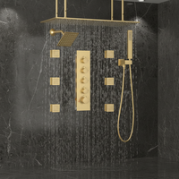 Système de douche mural thermostatique Weihao en laiton avec pommeau de douche rectangulaire, finition brossée, 1 poignée, design moderne