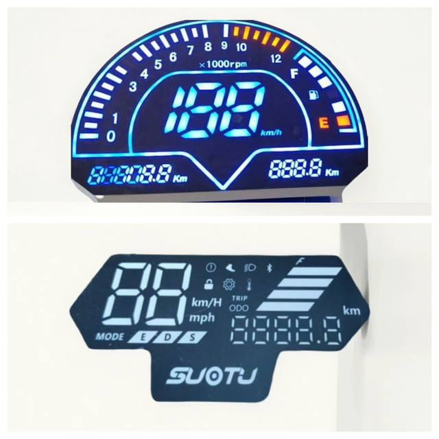 Intelligent Electric Vehicle LED Digital Display Car LCD Display HTN Blue Background White Text Elevator Segmented LCD Display