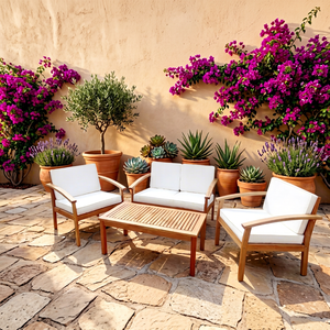 Outdoor Contemporary Acacia Wood Eco-friendly Leisure One Seat Indoor/Outdoor Garden Sofa <b>Set</b> Made Vietnam Thinh Phu IRIS for - Product Image 1