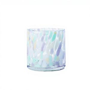 Vela de vidrio soplado estampada al por mayor, recipiente hecho a mano para decoración del hogar, vasos moteados, tarro de vela de cristal para fragancia del hogar - Product Image 1