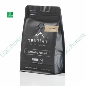 Custom printing black mylar coffee tea sachet pouches bags 1kg valve packaging