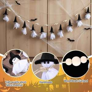 For Wall Haunted House Party <b>Garland</b> Witch Hat Ghost With Wooden Beads <b>Halloween</b> Banner Decor - Product Image 2