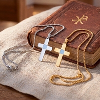 Collier/Pendentif/Porte-clés/Charme Croix Personnalisé Jésus en Bois, Laiton, Acier Inoxydable, Cristal, Pierre Précieuse – Nombreux Styles – OEM