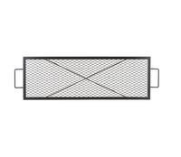 Grille de cuisson rectangulaire pour foyer extérieur en acier noir robuste avec poignées, pour barbecue et brasero de jardin