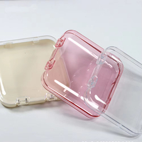 NS16 Conteneur de stockage pour manucure et ongles, anti-poussière, boîte de présentation transparente rose pour bijoux, boîte d'emballage pour ongles à presser