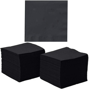 2 ply Black-200ct nước giải khát màu đen Khăn ăn 200 Giấy Cocktail nước giải khát khăn ăn màu đen 9.5 "x 9.5" Nhà hàng khách sạn Trinh Nữ gỗ bột giấy - Product Image 2