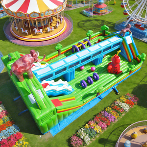 Château <span class=keywords><strong>gonflable</strong></span> extérieur vert pastel, combo <span class=keywords><strong>de</strong></span> <span class=keywords><strong>jeux</strong></span> gonflables, parc à thème <span class=keywords><strong>gonflable</strong></span> pour locations commerciales - Product Image 1