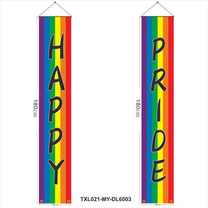 2PCS LGBTQ Gay <span class=keywords><strong>Lesbian</strong></span> Pride Love Is Love Welcome Rainbow Hanging Banner for Porch Wall - Product Image 2