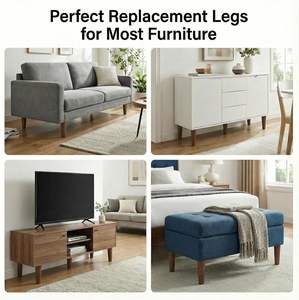 Pieds de meubles en bois marron, pieds de remplacement en bois avec boulons filetés de 5/16'' pour canapé, fauteuil, armoire - Product Image 6