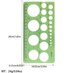 Plantilla circular verde de 20cm, regla de plástico, herramientas de medición, 29 círculos, suministros escolares y de oficina para estudiantes, 2 uds. - Product Image 4