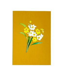 Original de la fábrica de China 3D Pop Up amarillo hermosa flor de Narciso WOW tarjeta de felicitación para mamá abuela maestra novia - Product Image 5